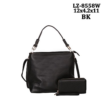 TOP HANDLE 2 IN 1 HOBO-SATCHEL WALLET SET