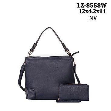 TOP HANDLE 2 IN 1 HOBO-SATCHEL WALLET SET
