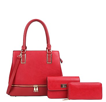 3 IN 1 Quality Satchel - Cross-Body Set With Wallet