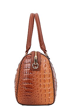 Crocodile Ostrich 3-in-1 Boston Satchel Messenger Wallet Set