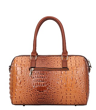 Crocodile Ostrich 3-in-1 Boston Satchel Messenger Wallet Set