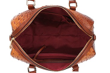 Crocodile Ostrich 3-in-1 Boston Satchel Messenger Wallet Set