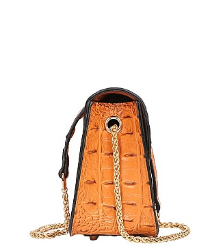 Crocodile Push-lock Shoulder Bag - Cross Body