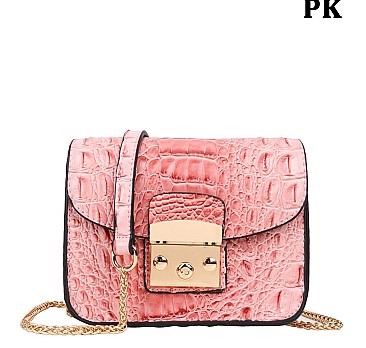 Crocodile Push-lock Shoulder Bag - Cross Body