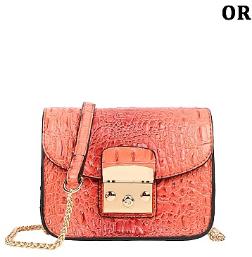 Crocodile Push-lock Shoulder Bag - Cross Body