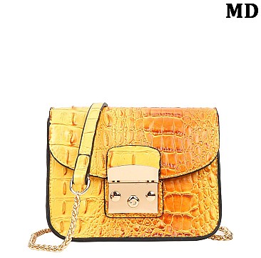 Crocodile Push-lock Shoulder Bag - Cross Body