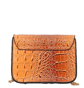 Crocodile Push-lock Shoulder Bag - Cross Body