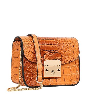 Crocodile Push-lock Shoulder Bag - Cross Body