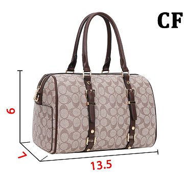 2-in-1 Oval Print Duffle Boston Bag with Wallet Set