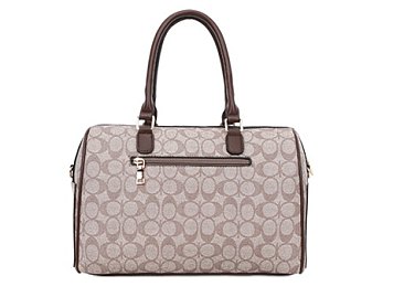 2-in-1 Oval Print Duffle Boston Bag with Wallet Set