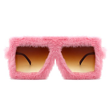 Pack of 12 Square Oversize Fuzzy Faux Fur Sunglasses