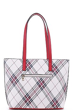 CHECKERED SHOPPER AND CLUTCH 3 IN 1 SET