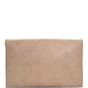Flower Embroidered Flap Clutch