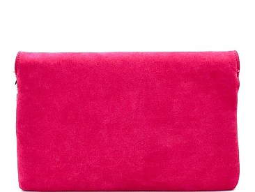 Stud Accent Felt-Suede Flap 2-Way Clutch