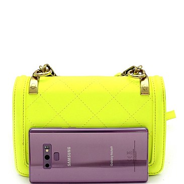 QUILTED TURN-LOCK CROSS BODY BAG