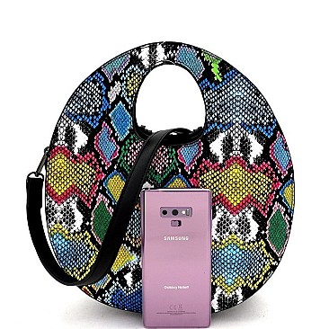 FRINGE ACCENT SNAKE PRINT 2 WAY SATCHEL