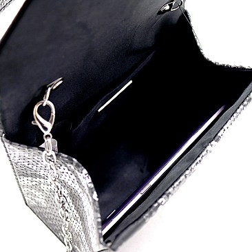 Small Metallic Snake Print Box Cross Body Satchel