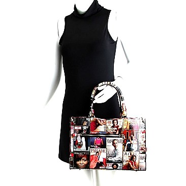 Obama Magazine Print 3-Compartment Satchel Wallet SET