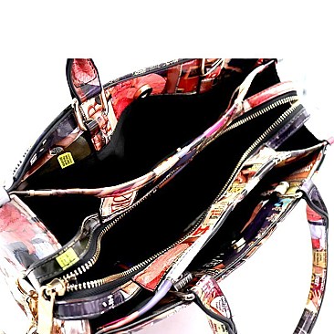 Obama Magazine Print 3-Compartment Satchel Wallet SET