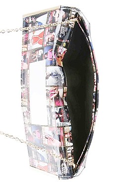 FAMOUS PEOPLE MAGAZINE OBAMA LONG CLUTCH WITH CHAIN