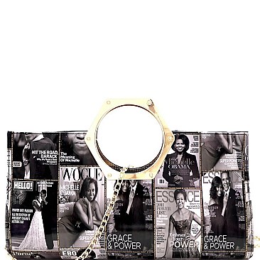 Magazine Print Patent Metal Handle Clutch