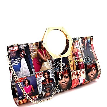 Magazine Print Patent Metal Handle Clutch