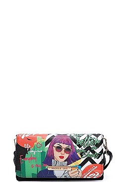 NICOLE LEE LONG EXCLUSIVE PRINT WALLET CLUTCH