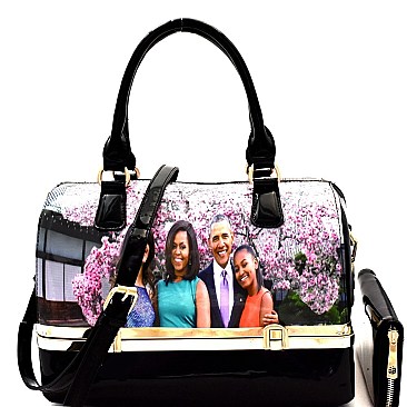 Obama Purse, Print Bottom Compartment Satchel Wallet SET Multi MH-PW0071W