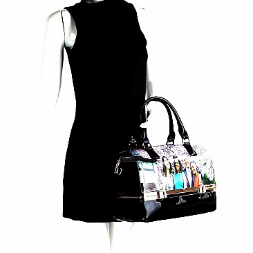 Obama Purse, Print Bottom Compartment Satchel Wallet SET Multi MH-PW0071W