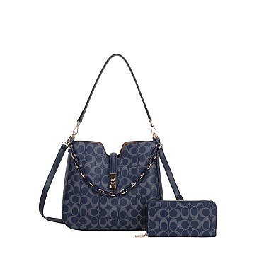 2-in-1 Oval Monogram Shoulder Bag Wallet Set bulk