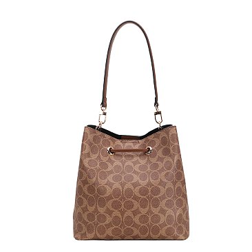 2-in-1 Oval Print Bucket Bag + Wallet Set