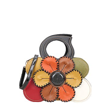 Retro FLOWER Shaped Crossbody Satchel Bag