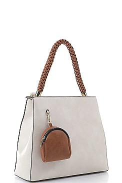 2 IN 1 PLAIN TWO TONE TOTE BAG WITH MINI COIN PURSE