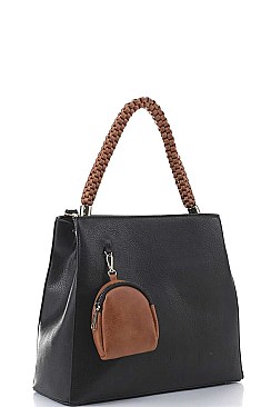 2 IN 1 PLAIN TWO TONE TOTE BAG WITH MINI COIN PURSE