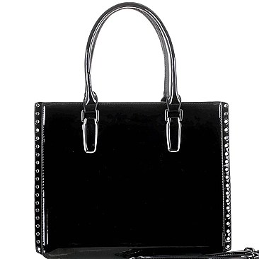 Stud Accent Patent Classy 2-Way Tote MH-QS3305