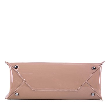 Stud Accent Patent Classy 2-Way Tote MH-QS3305