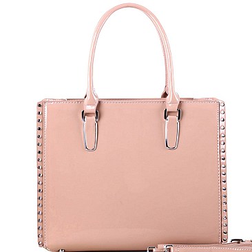 Stud Accent Patent Classy 2-Way Tote MH-QS3305