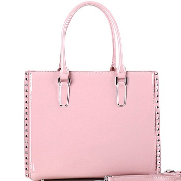 Stud Accent Patent Classy 2-Way Tote MH-QS3305