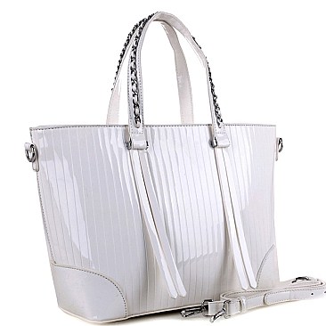 Chain Accent Patent 2-Way Satchel MH-QS3308