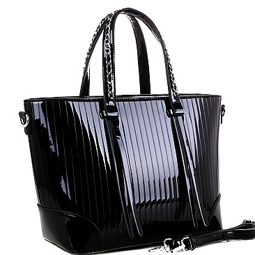 Chain Accent Patent 2-Way Satchel MH-QS3308