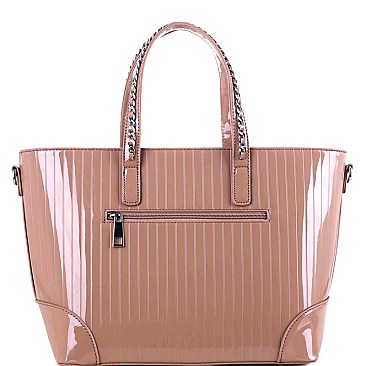 Chain Accent Patent 2-Way Satchel MH-QS3308