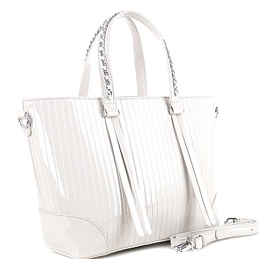 Chain Accent Patent 2-Way Satchel MH-QS3308
