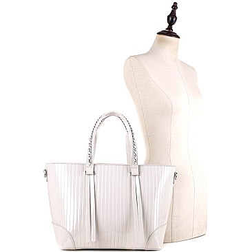 Chain Accent Patent 2-Way Satchel MH-QS3308