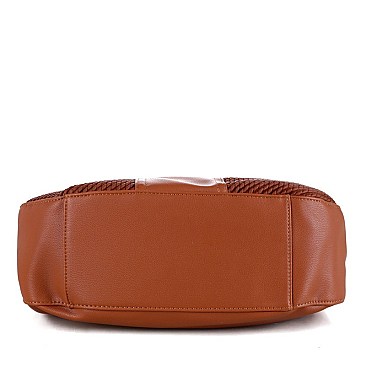 EMBOSSED DETAIL TASSEL ACCENT HOBO