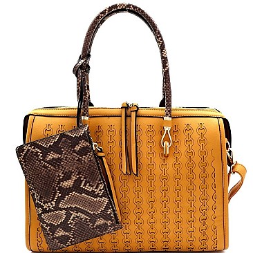 BOSTON SATCHEL AND SNAKE TRIM WRISTLET SET