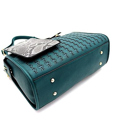 BOSTON SATCHEL AND SNAKE TRIM WRISTLET SET