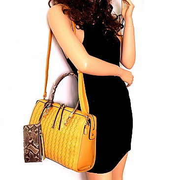 BOSTON SATCHEL AND SNAKE TRIM WRISTLET SET
