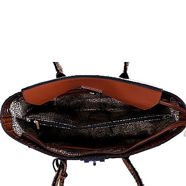2 IN 1 CROCODILE PRINT FLAP WING SATCHEL SET