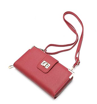 MODERN PLAIN SMOOTH TEXTURED CROSSBODY WALLET
