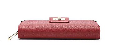 MODERN PLAIN SMOOTH TEXTURED CROSSBODY WALLET
